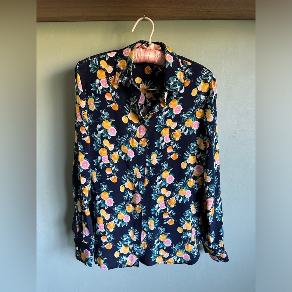 Banana Republic XXS Silk Blouse, citrus print